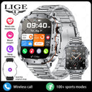 Lige 2025 relógio inteligente militar robusto masculino relógios ao ar livre lp68 à prova dwaterproof água 1.95 "al voz bt chamada homem smartwatch para android ios