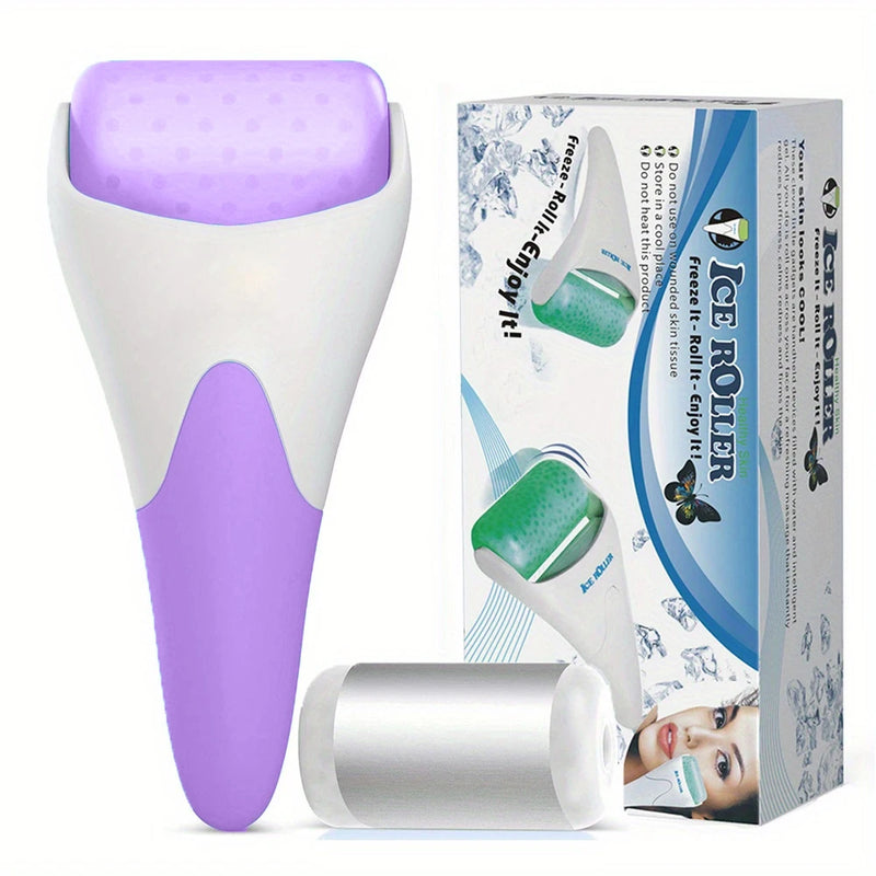 Pele legal rolo de gelo massageador rolo de gelo de aço inoxidável massagem facial ferramenta de relaxamento cuidados com a pele beleza levantamento rolo facial