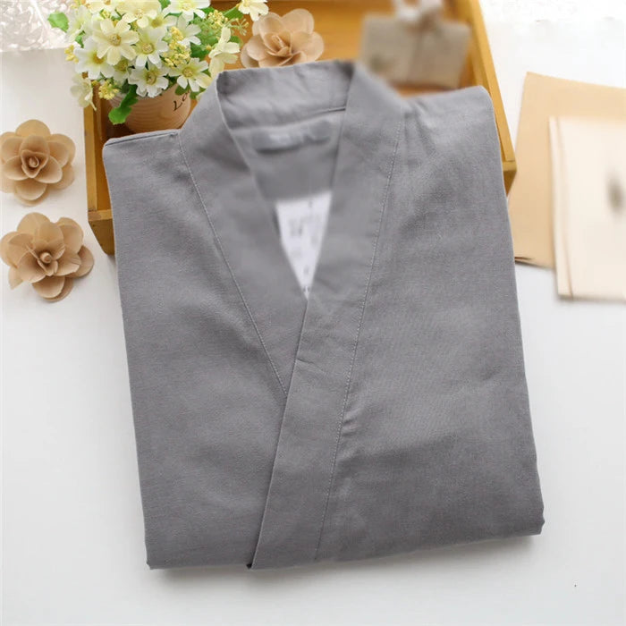 Couple Cotton Pajamas Suit Japanese Style Kimono Yukata Sleepwear Tops Pants Set Indoor Home Bathing Costume Women Men Gift