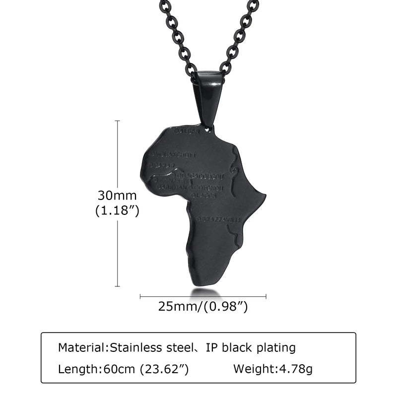 Vnox Retro Culture Africa Map Necklaces for Men Women,Tribal Ethnic African Continent Map Shaped Pendant Hiphop Jewelry