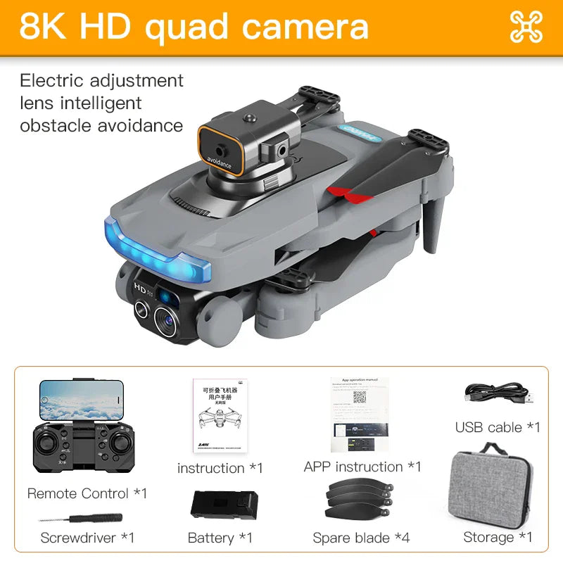 P15 Professional 8K GPS Dual Camera Drone, 5G Evitar Obstáculos, Posicionamento de Fluxo Óptico, RC atualizado, 10000m, Novo