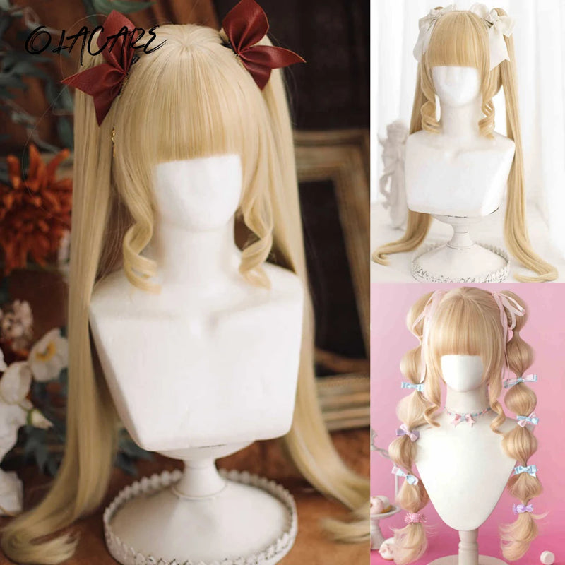 OLACARE  Synthetic Long Straight Lolita Wig with Bang Black Red Two-Tone Cosplay Party Halloween Christmas Wavy Curly Wig