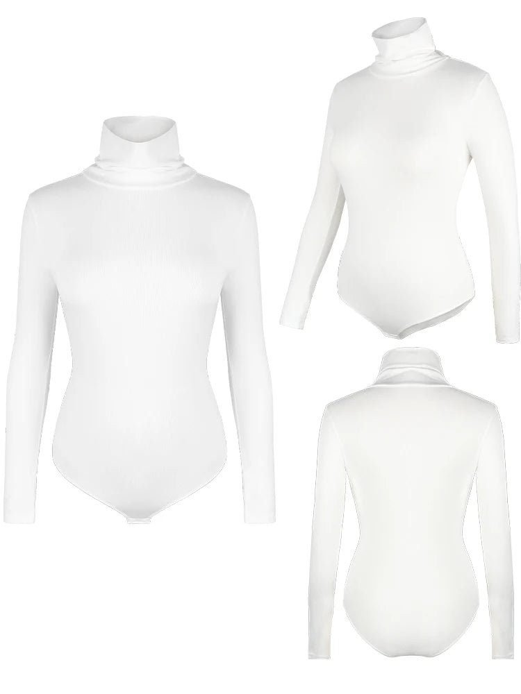 Body feminino de gola alta, manga comprida, modelador de barriga, controle de barriga, modelador de corpo, roupa de rua feminina, roupas quentes, outono inverno