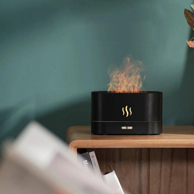 Difusor de aroma umidificador de ar névoa criador fogger led óleo essencial chama lâmpada portátil mudo casa escritório sala aroma difusor