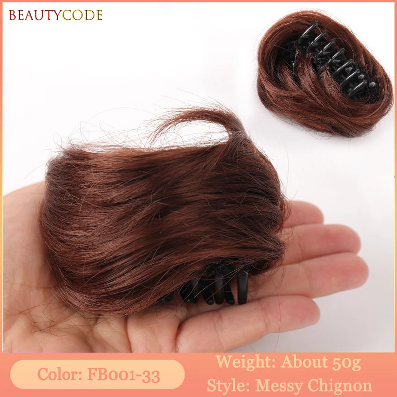 BEAUTYCODE Synthetic Clip-on Hair Bun Elastic Band Hair Messy Chignon Extension Scrunchie Hairpiece For Women and Kids