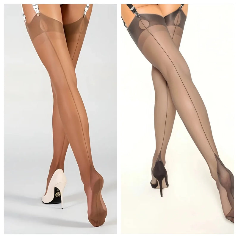 Women's Ultra-thin Retro Nylon Suspender Stockings, Elegant And Sexy Formal Business 8 Denier