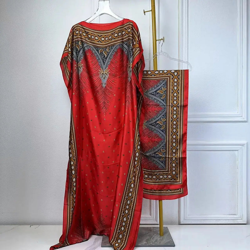 Winyi africano muçulmano senhora verão boho moda impresso kaftan vestido de férias solto streetwear abaya com cinto vestido de praia