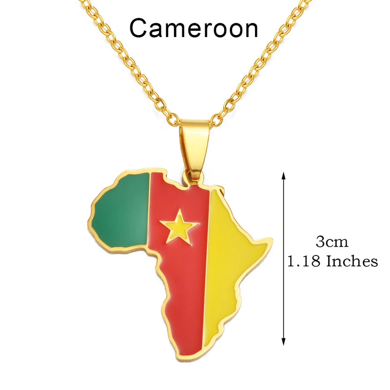 Anniyo 3CM Hip-hop Africa Map Pendant Necklaces Stainless Steel Algeria Morocco Egypt Tunisia Libay Jewelry