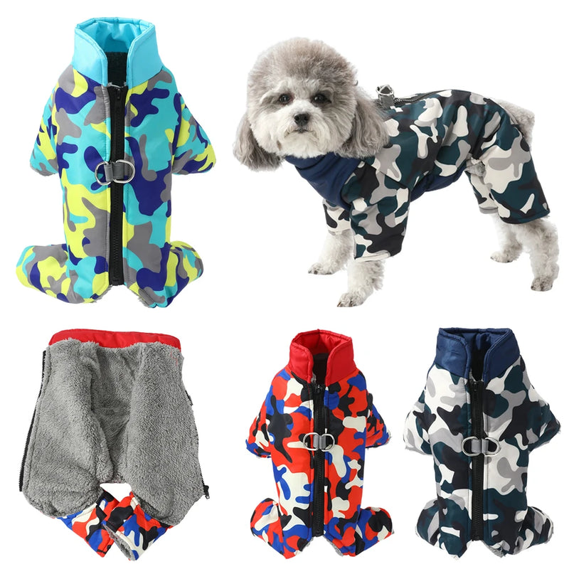 Winter Fleece Dog Jumpsuit Warm Overalls For Small Medium Dogs Jacket Waterproof Pet Clothes Puppy Coat With D-ring Chihuahua