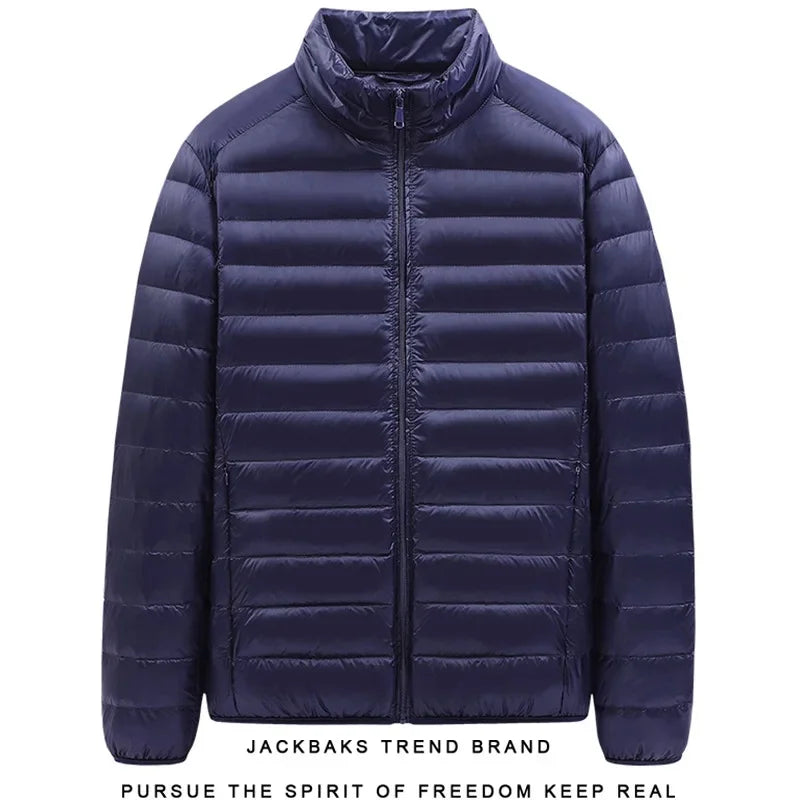 Hooded Cotton-Padded Men's Coat For Autumn Winter Plus Size Loose-Fit Cropped Stand Collar Lightweight Casual Warm Feather Jacke