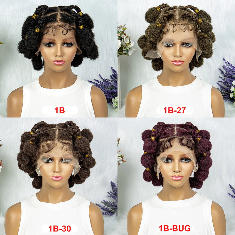 Bantu Synthetic Braided Wigs Full Lace Wig Knotless Box Braids Wigs Afrian Braiding Hair Wigs  For Black Women