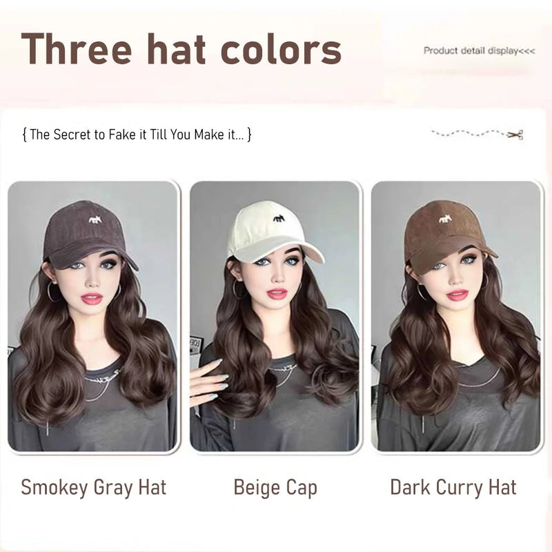synthetic 30/40cm45cm wig baseball cap long straight hair wig duck tongue cap bobble head curly hair ponytail bob Christmas gift