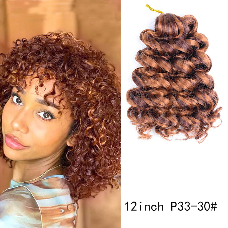 12Inch Water Wavy Synthetic Crochet Hair Ombre Hawaii Afro Curls Braiding Hair Extensions For Women Ocean Wave Hair