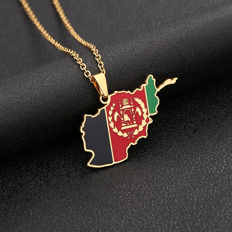 stainless steel Afghanistan map necklace couple style ethnic style popular personality dripping titanium steel