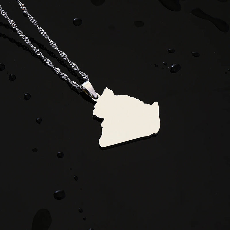 Africa Algeria Map City Pendant Necklace Stainless Steel Men Women Ethnic Maps Jewelry African Gift