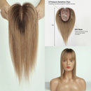 Toppers de cabelo loiro ombre para mulheres 100% remy cabelo humano topper com base de seda bang clipe em topper extensão de cabelo com cabelo fino