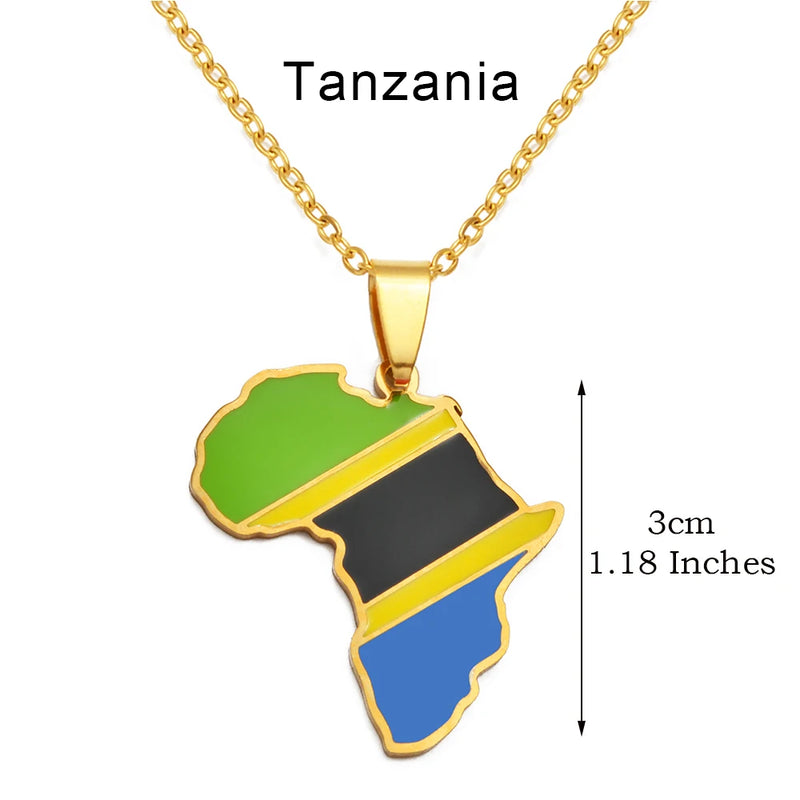 Anniyo 3CM Hip-hop Africa Map Pendant Necklaces Stainless Steel Algeria Morocco Egypt Tunisia Libay Jewelry