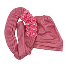 Vermelho Multi-Layered chapéu de turbante, Africano Fan Shaped cabeça Wraps, Headwear plissado com Cristal, Nigéria Headtie, Auto Gele, Casamento