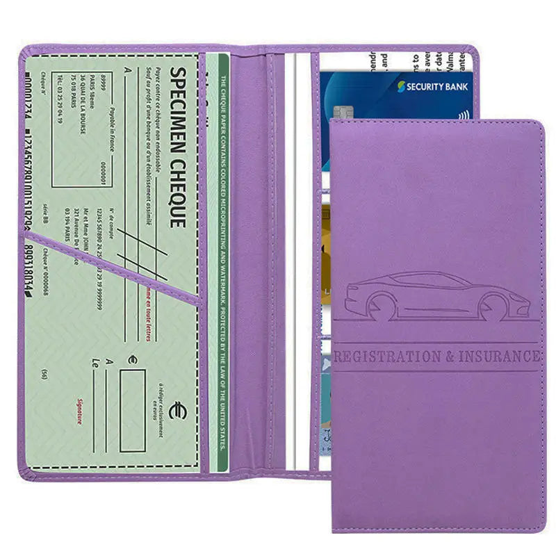 Car Registration Insurance Holder Leather Men's Driver's License Insurance Car Documents License Storage Bag Credit Card Holder