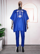 H & d roupas africanas para homens, conjunto de 2 peças, branco, bordado, calças, roupas tradicionais, muçulmano, ramadan, festa, vestido de casamento