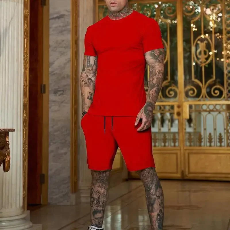 2024 moda e casual verão esportes ao ar livre terno masculino respirável camiseta shorts casual e elegante conjunto de duas peças