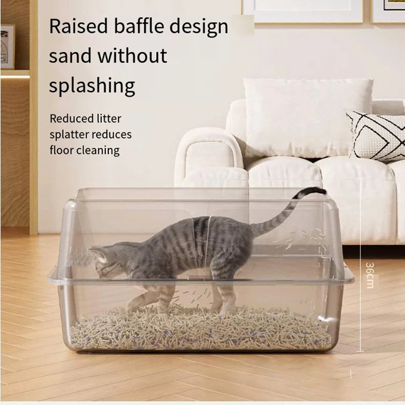 Black Extra Large High Fence Stainless Steel Cat Little Box Easy to Clean Suitable for large and small cats Arenero Para Gato