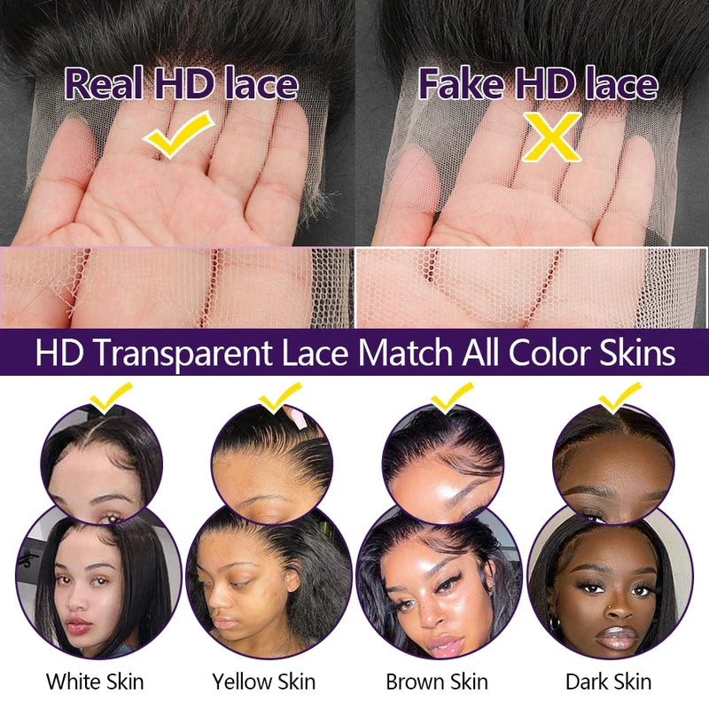 SkinLike HD Lace Frontal 13x4 13x6 Human Hair Closures Pre Plucked Invisible HD Lace Free Part 9x6 6x6 5x5 HD Lace Closures Only
