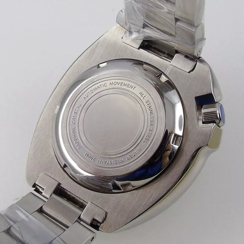 Tandorio NH35A Mother of Pearl White Black Dial Automaitc  Mens Watch Captain Mechanical 20Bar Silicone Strap Diving Lume Clock