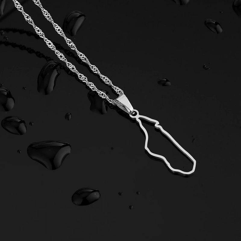 Fashion Madagascar Map City Pendant Necklace Stainless Steel African Men Women Ethnic Map Jewelry Gift