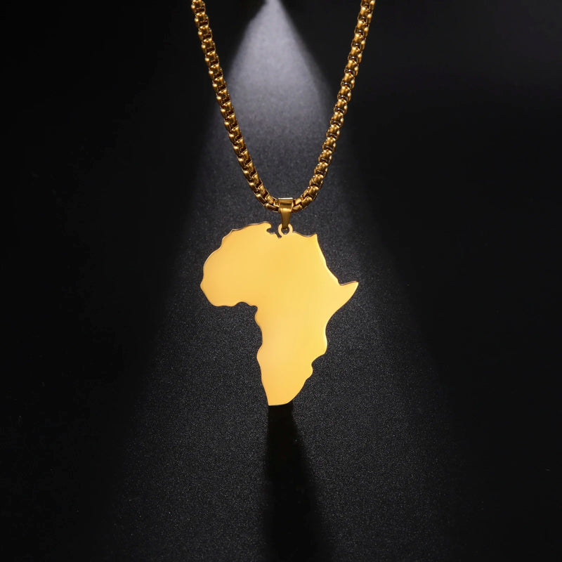 Amaxer African Map Pendant Necklaces For Women Stainless Steel Cutting Shape Simple Africa Map Jewelry Gift Wholesale