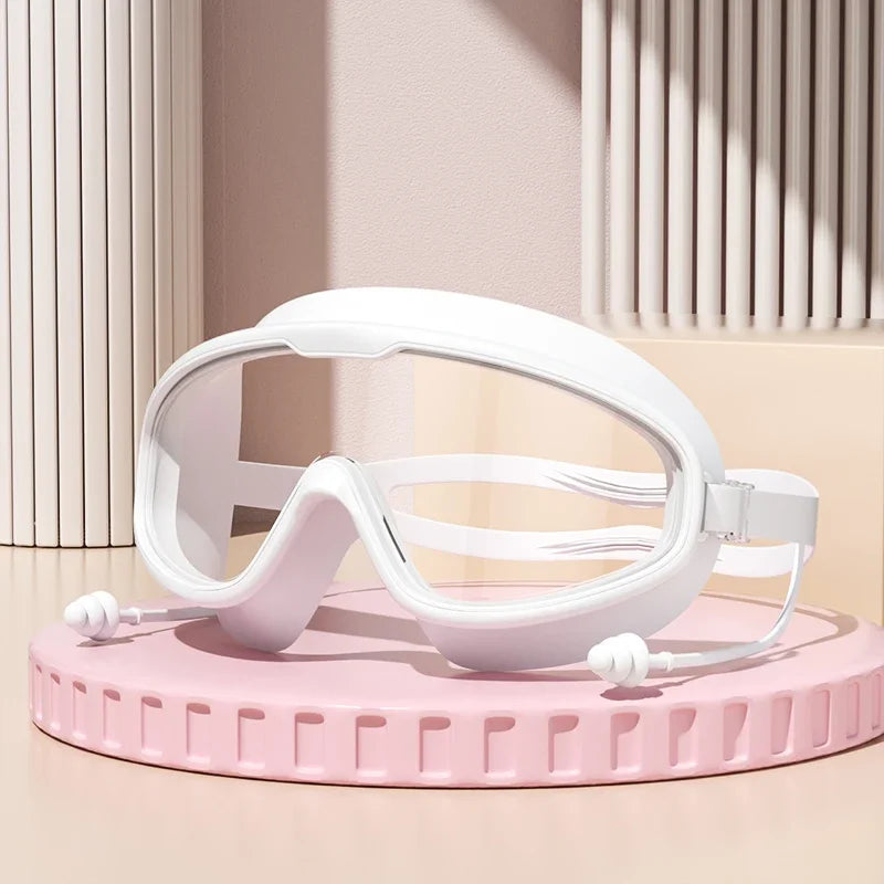 Óculos de natação Óculos de natação de armação grande HD grande angular antiembaçante proteção UV Óculos de natação para adultos sem vazamento