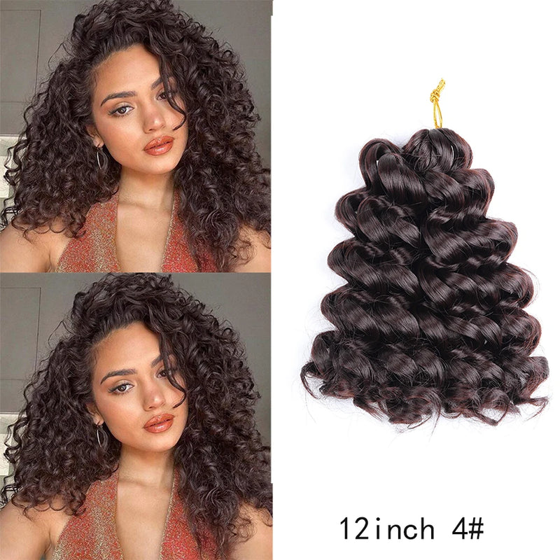 12Inch Water Wavy Synthetic Crochet Hair Ombre Hawaii Afro Curls Braiding Hair Extensions For Women Ocean Wave Hair