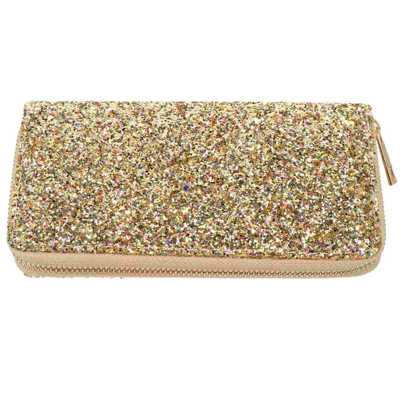 Premium Pu Polyester Glitter Long Wallet Women Zippered Shiny Multi Pocket ganizer Metallic Purse Handbag Storage Case Gift For