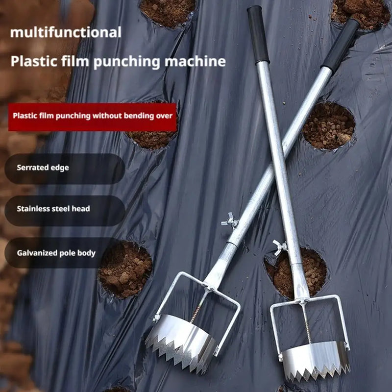 Perfurador de filme de estufa de metal durável, ferramenta de punção de filme plástico, plantio e transplante de vegetais, disjuntor de filme agrícola