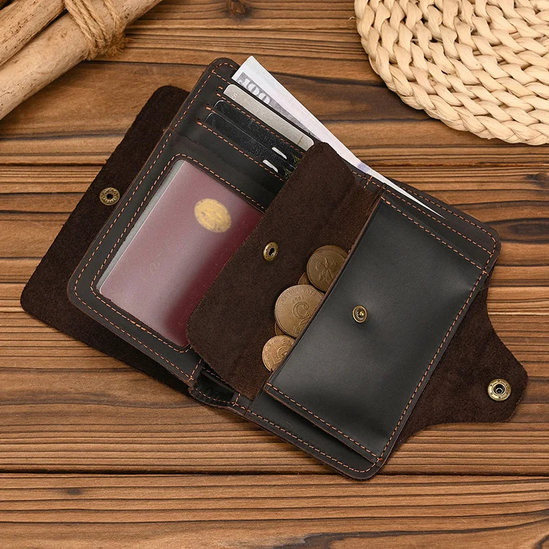 Luufan Crazy horse leather Men Long Wallet Genuine Leather Women Credit Card Holder Short Purse Hasp Business Male Clutch Wallet