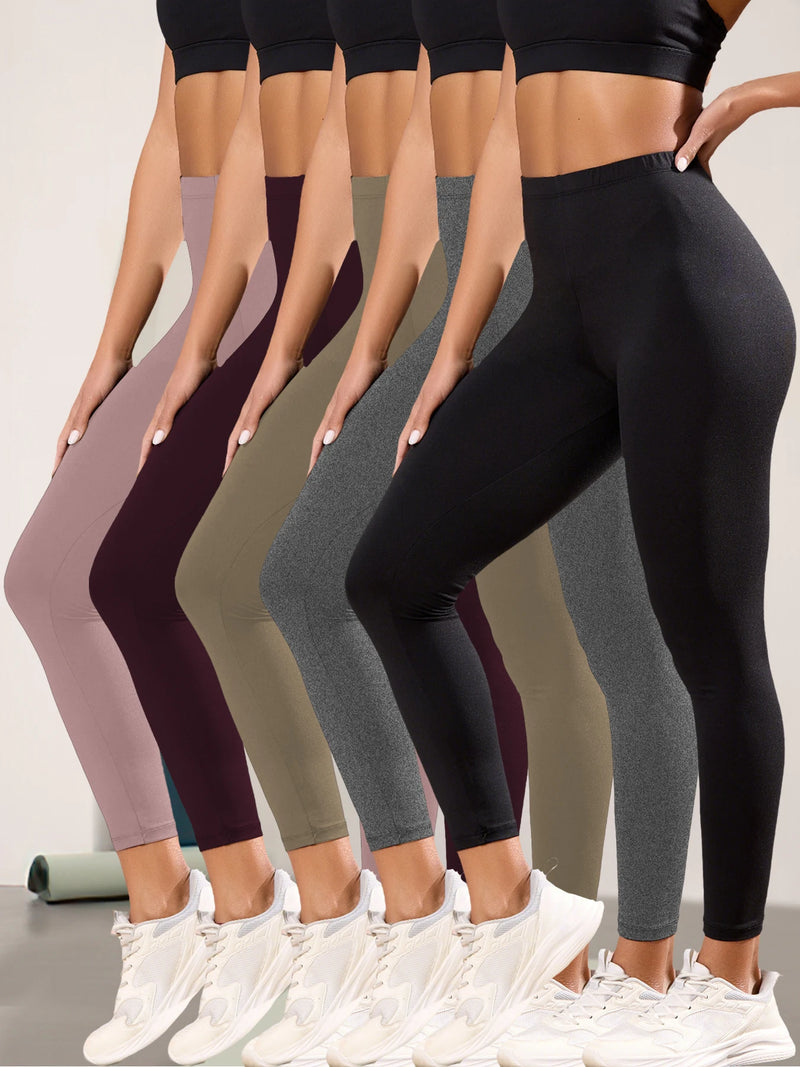 Plus Size 5 Pack Super Soft Sport Leggings For Women  No See Through Workout Running Yoga Athletic Leggings RUNNING