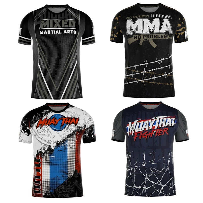 2025 New Fighting Boxing Suit Summer Hot Sale Men's T-shirt Loose Breathable 3D Printed Short Sleeve Men's Sports Fitness Tops