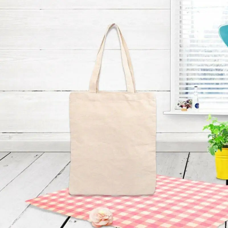 Plain Reusable Cotton Shopping Bags Foldable Shoulder Bag Large Handbag Fabric Canvas Tote Bag for Market Shopping Bags Gifts