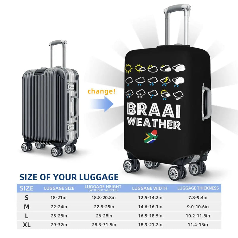 Braai Weather South Africa Style Suitcase Cover Protection Elastic Travel Luggage Protector Covers for 18-32 Inch