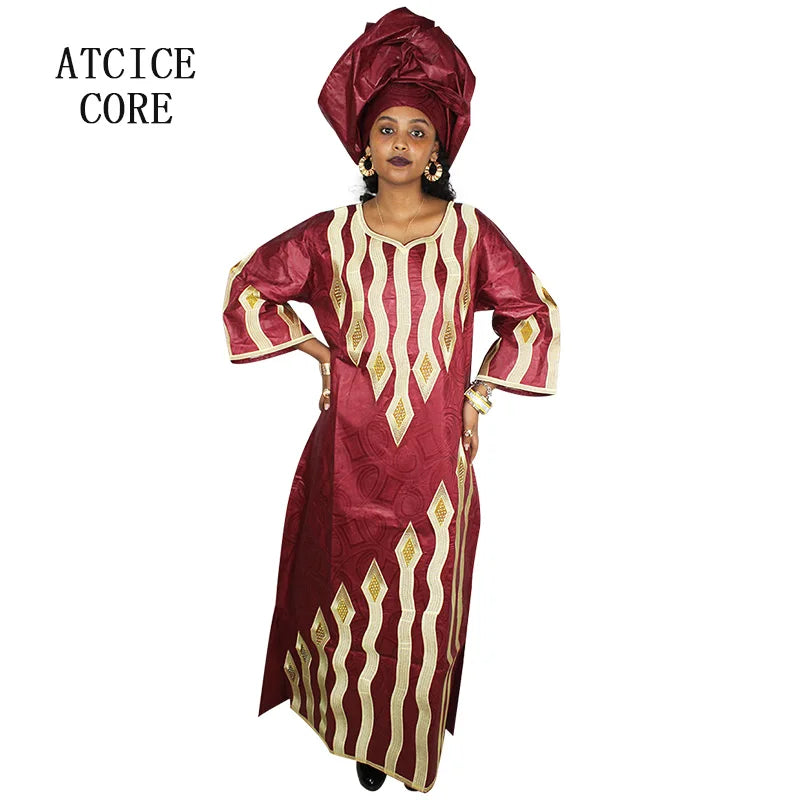 Traje africano para mulheres Abaya bordado plus size elegante festa vestido de igreja