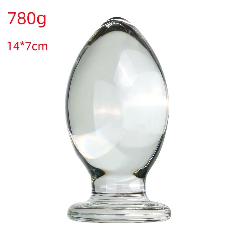 VaHppy Plugues anais de vidro grande 780g de diâmetro 7cm estilo ovo de pato brinquedos sexuais masturbador extensão treinamento lésbica gay sm bdsm sexo