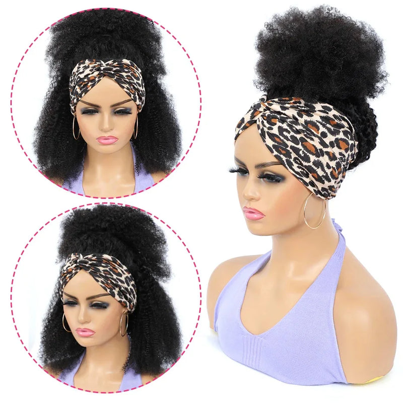 Afro Kinky Curly Headband Wigs for Women Cheap Human Hair Wigs 180% Density Head Band Half Wigs Brazilian Remy Hair Gabrielle