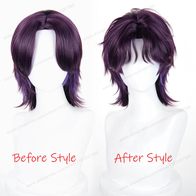 Rafayel Cosplay Wig Synthetic Hair New Color Dark Purple Blue Gradient Man Wig Anime Heat Resistant Wigs