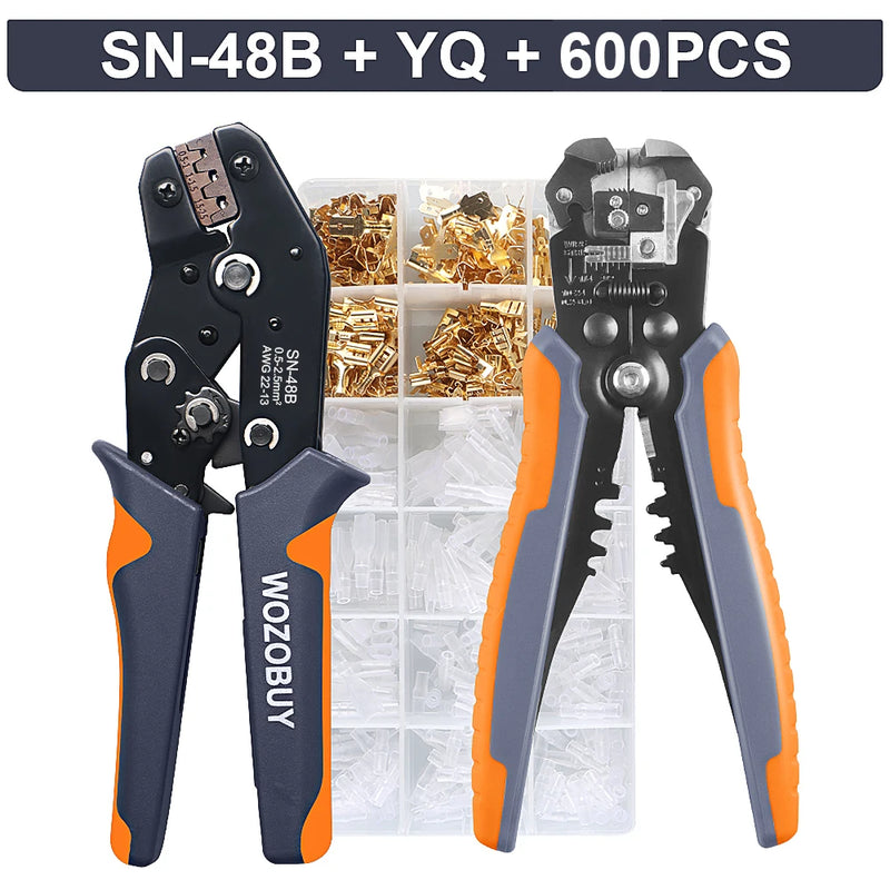 WOZOBUY-Ferramentas de crimpagem para conjuntos de terminais de carro, ferramentas manuais elétricas, SN-48B, 2.8mm, 4.8mm, 6.3mm, 22-13AWG, 0.5-2.5 mm²