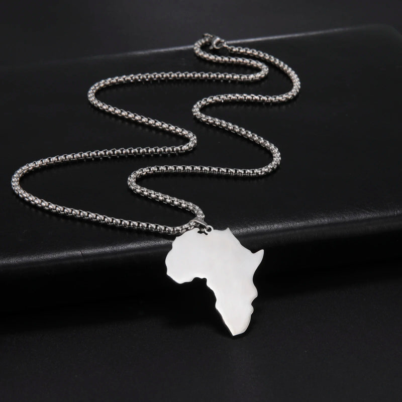 Amaxer African Map Pendant Necklaces For Women Stainless Steel Cutting Shape Simple Africa Map Jewelry Gift Wholesale