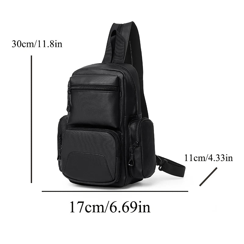 Mochila multifuncional e multi-bolso para homens, bolsa de peito leve, bolsa transversal diagonal, cor sólida