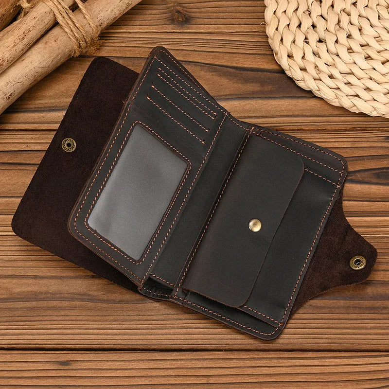 Luufan Crazy horse leather Men Long Wallet Genuine Leather Women Credit Card Holder Short Purse Hasp Business Male Clutch Wallet