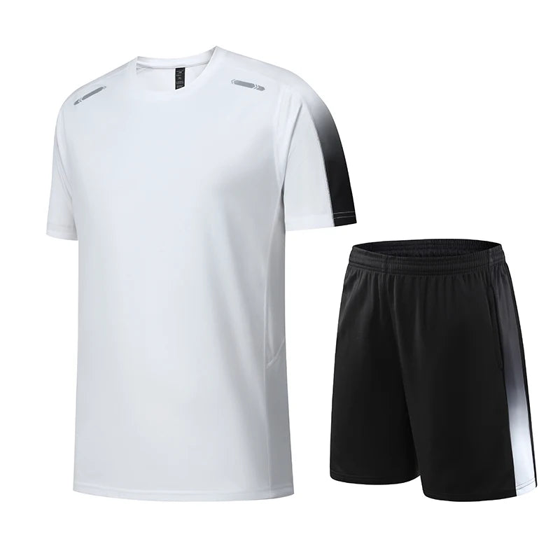 Camiseta e shorts de manga curta de secagem rápida masculina, roupa esportiva respirável, casual de corrida, conjunto fitness, primavera, verão 2022