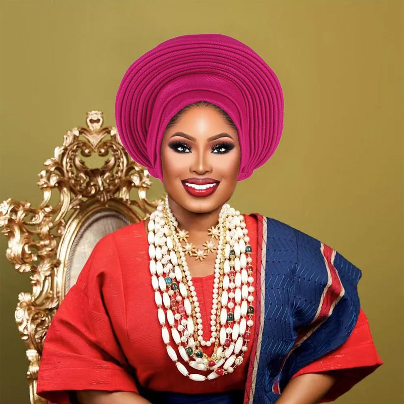 Nigeria Head Ties Wedding Party Headgear Elegant African Headtie Turban Already Made Women's Auto Gele Female Head Wraps