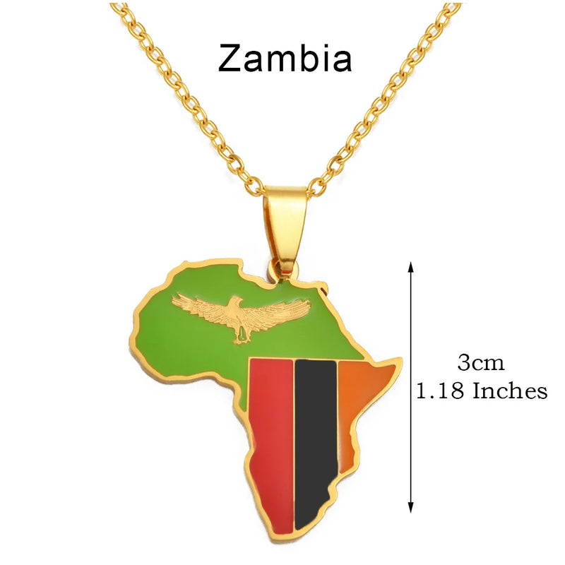 Anniyo 3CM Hip-hop Africa Map Pendant Necklaces Stainless Steel Algeria Morocco Egypt Tunisia Libay Jewelry